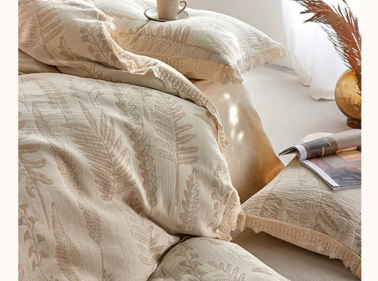 Charlotte Botanical Jacquard Cotton-Linen Blend Bedding Set