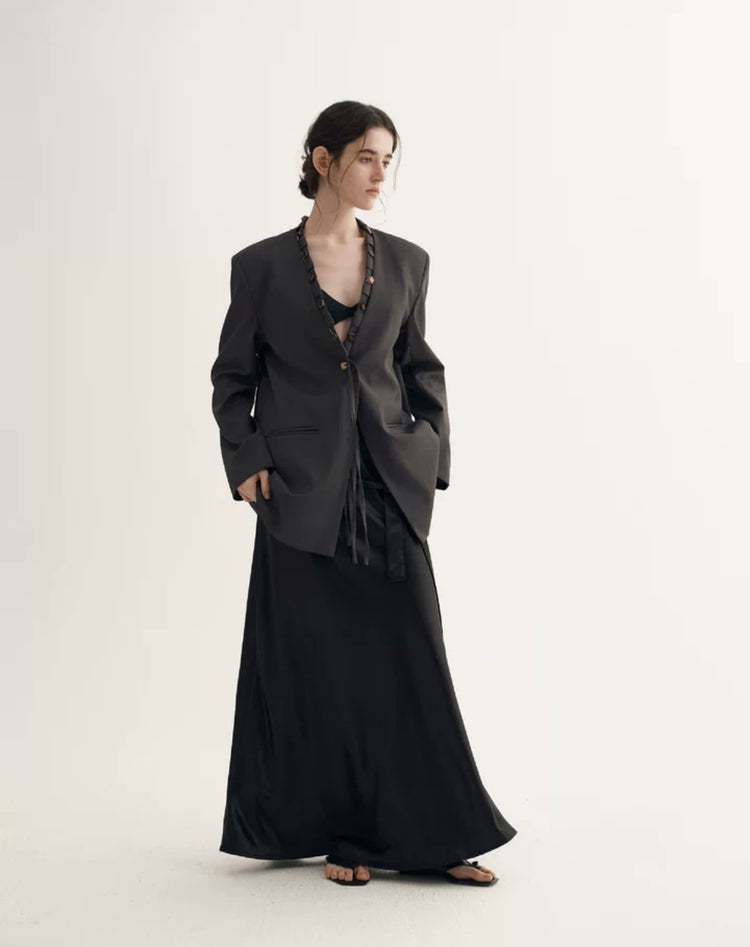 Ryder Isla Silk-Blend Collarless Blazer