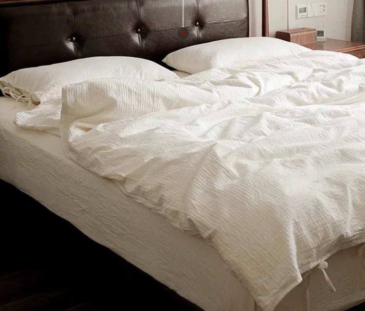 Sophia Natural Cotton Crinkled 4-Piece Bedding Set