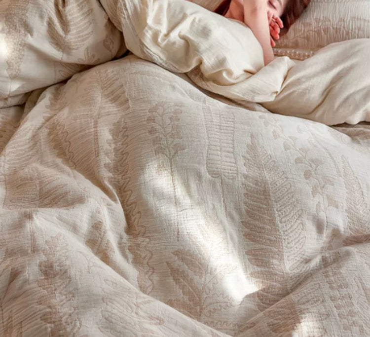 Charlotte Botanical Jacquard Cotton-Linen Blend Bedding Set
