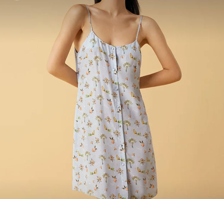 Madison Tropical Bloom Open-Back Silk Nightdress
