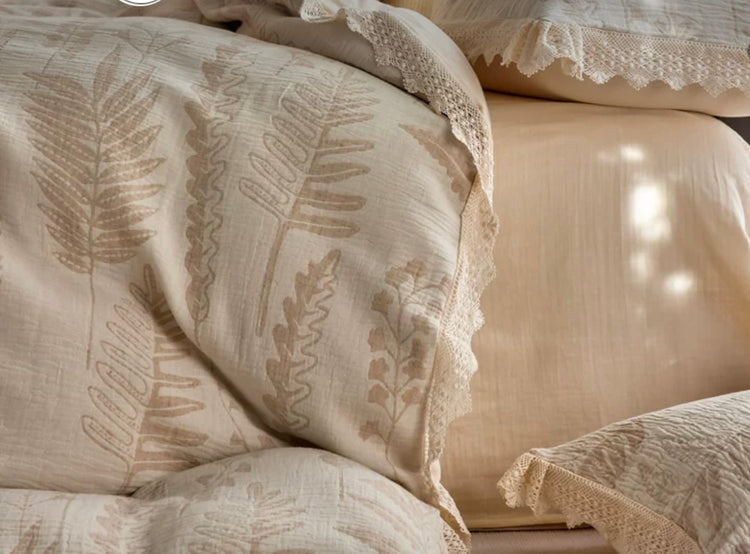 Charlotte Botanical Jacquard Cotton-Linen Blend Bedding Set