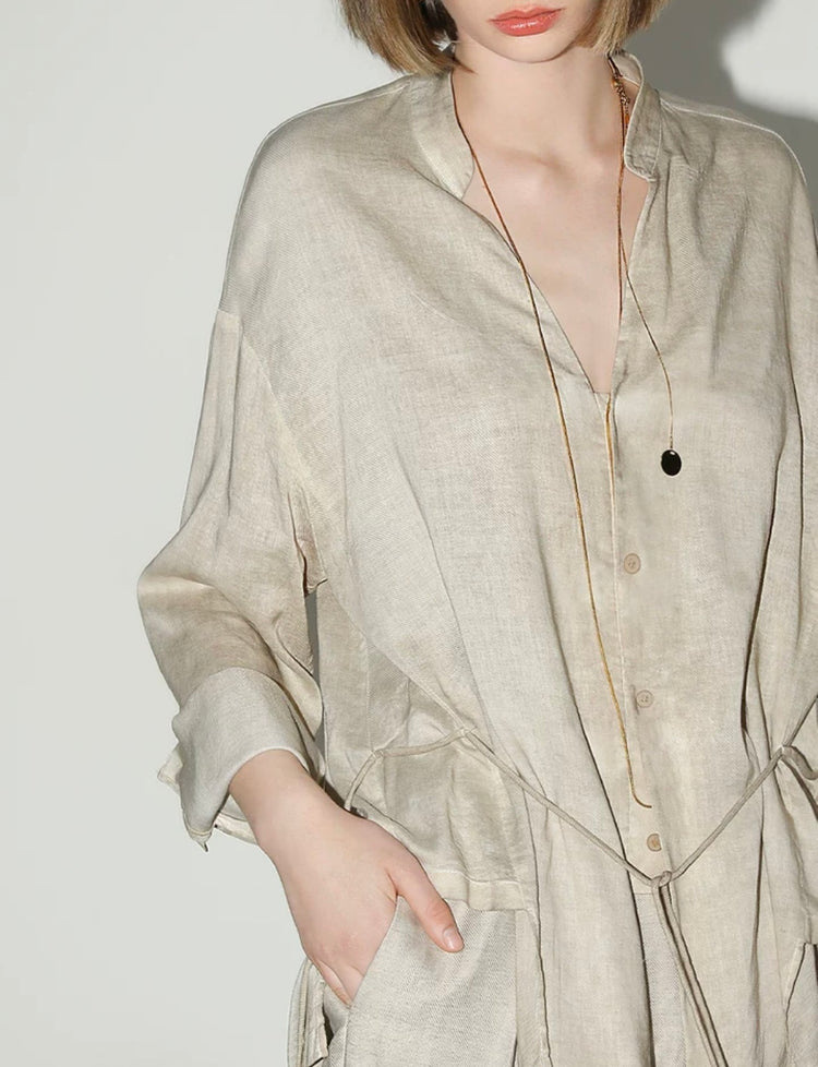 Lilibeth Sienna Drawstring Linen Top