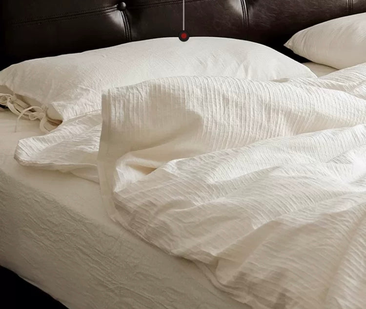 Sophia Natural Cotton Crinkled 4-Piece Bedding Set
