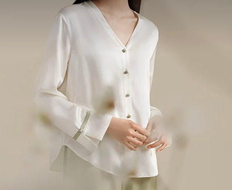 Natalie Ameera Ivory Pure Silk Lounge Set