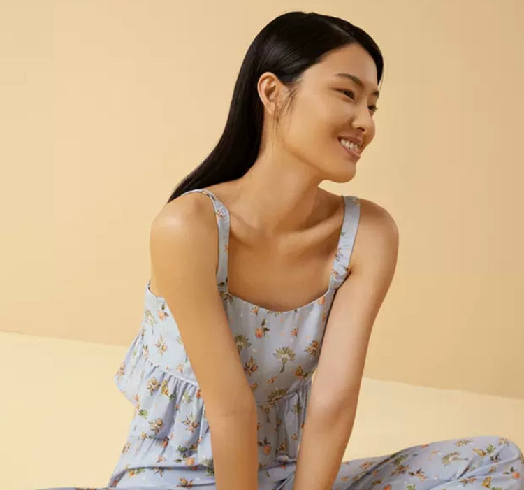 Chloe Chiara Powder Blue Tiger Print Silk Lounge Set