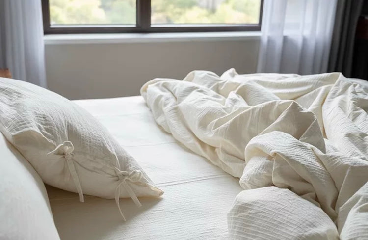 Sophia Natural Cotton Crinkled 4-Piece Bedding Set