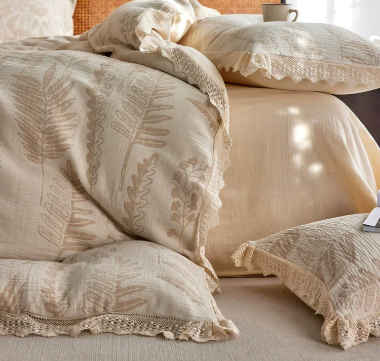 Charlotte Botanical Jacquard Cotton-Linen Blend Bedding Set