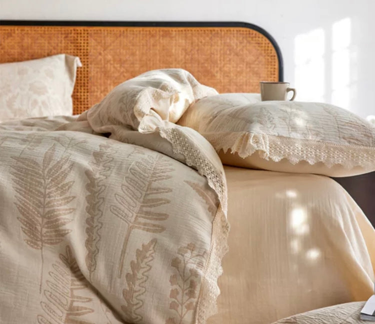Charlotte Botanical Jacquard Cotton-Linen Blend Bedding Set