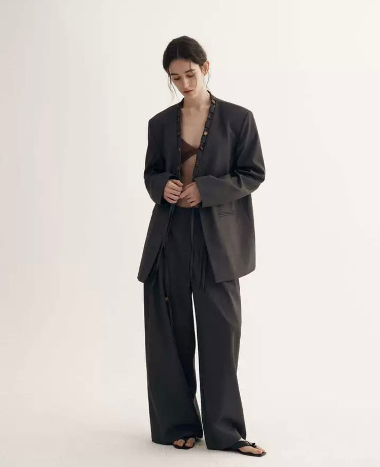 Ryder Isla Silk-Blend Collarless Blazer