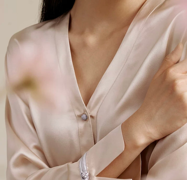 Natalie Ameera Ivory Pure Silk Lounge Set