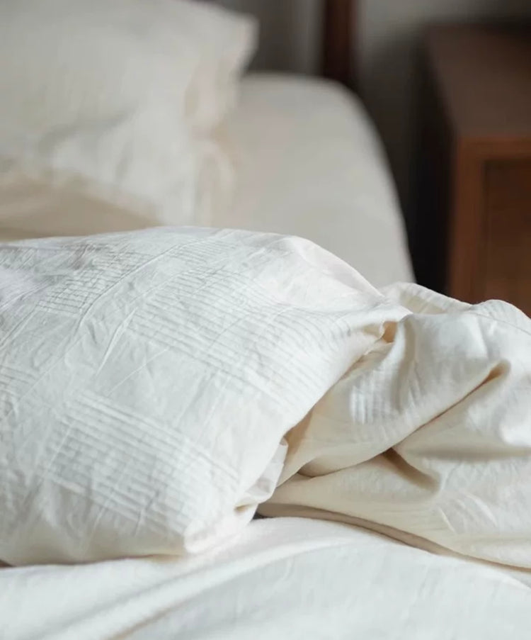 Sophia Natural Cotton Crinkled 4-Piece Bedding Set