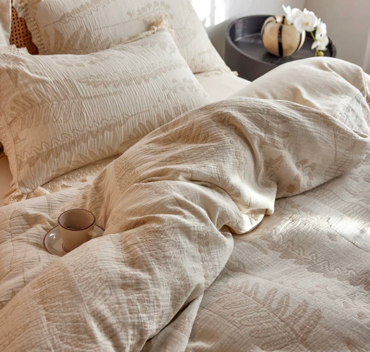 Charlotte Botanical Jacquard Cotton-Linen Blend Bedding Set