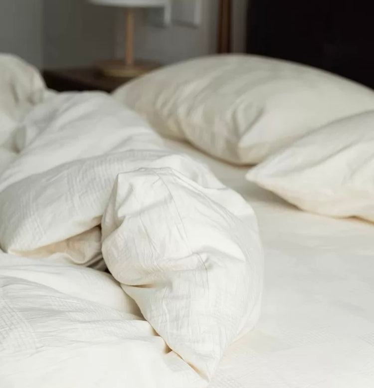 Sophia Natural Cotton Crinkled 4-Piece Bedding Set