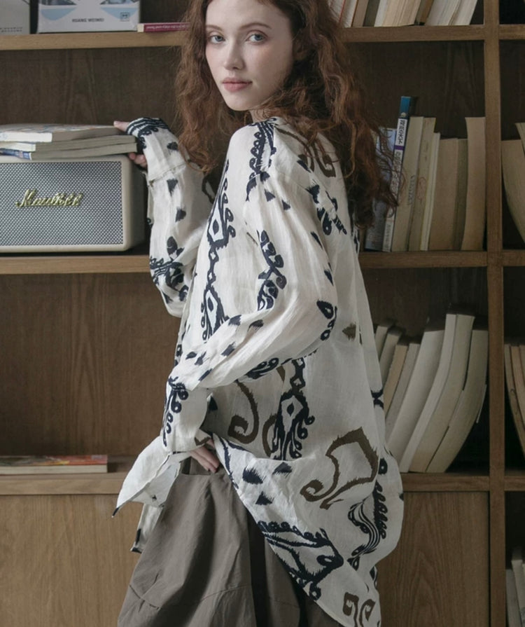Victoria Ikat-Inspired Linen Shirt