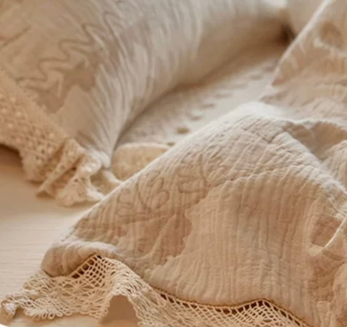Charlotte Botanical Jacquard Cotton-Linen Blend Bedding Set