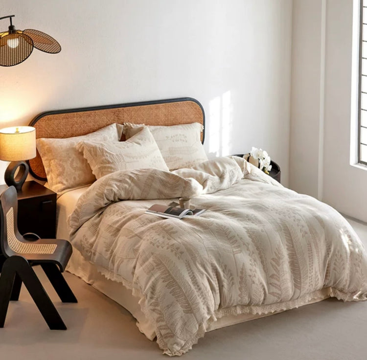 Charlotte Botanical Jacquard Cotton-Linen Blend Bedding Set