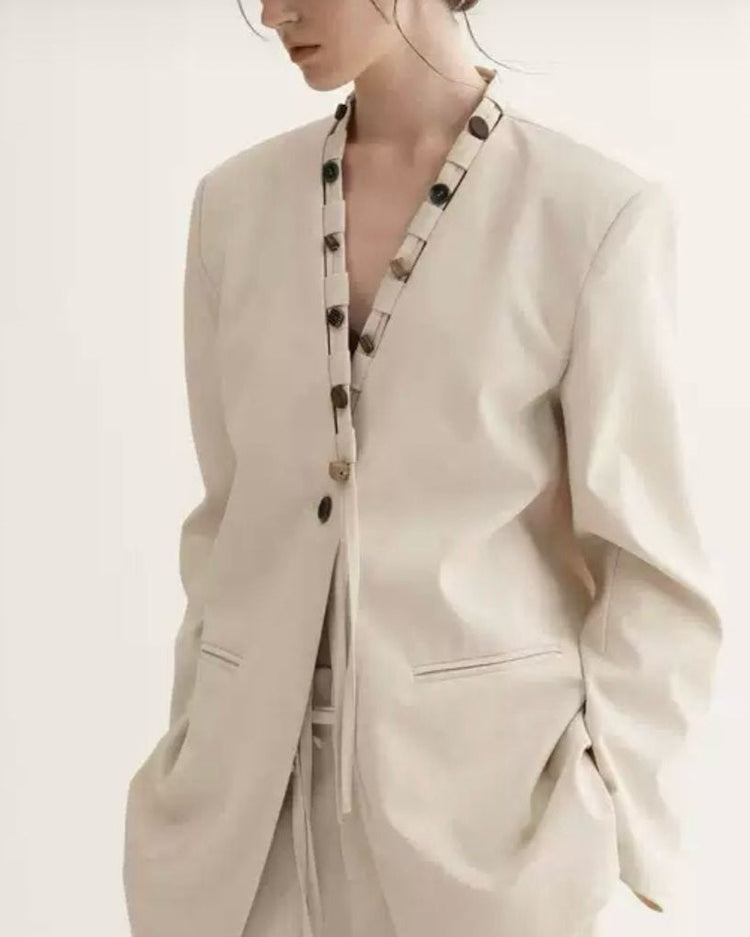 Ryder Isla Silk-Blend Collarless Blazer