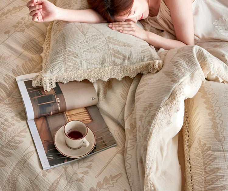 Charlotte Botanical Jacquard Cotton-Linen Blend Bedding Set