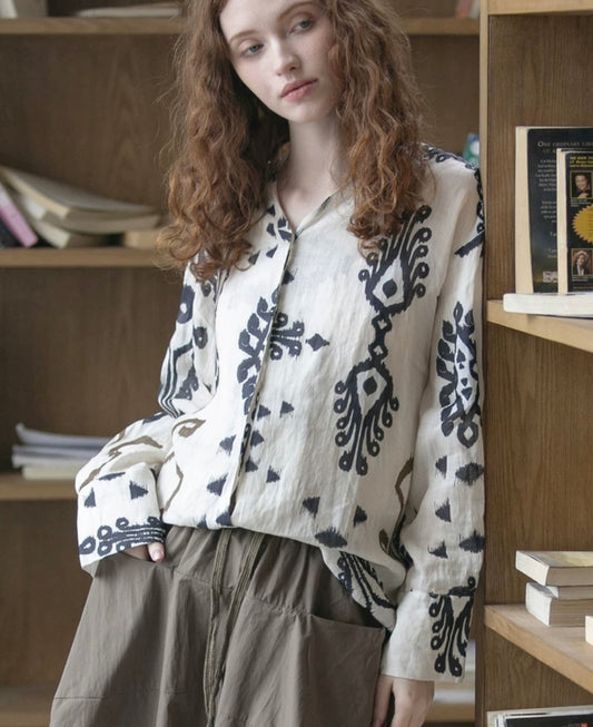Victoria Ikat-Inspired Linen Shirt