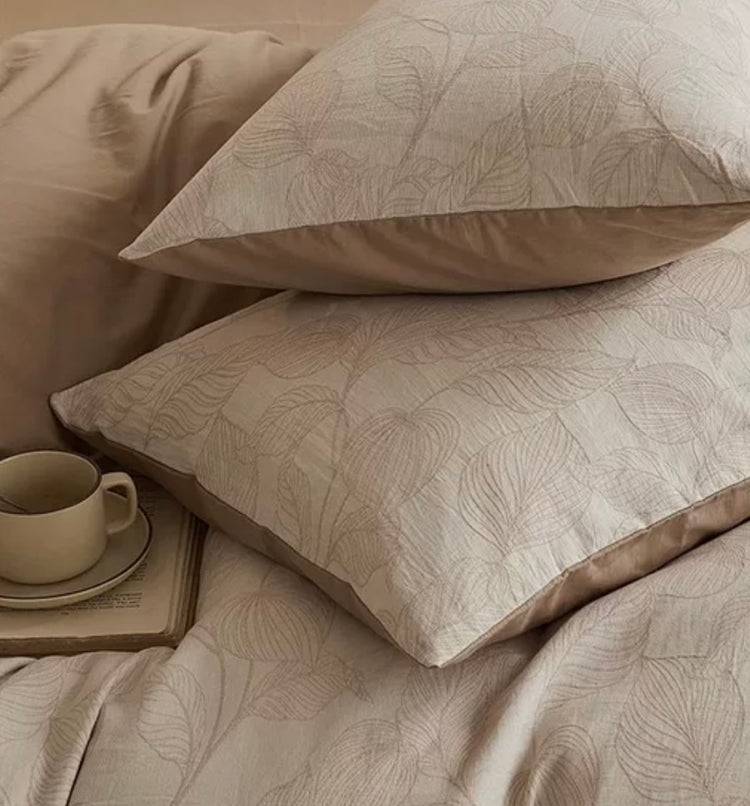 Lily Jacquard Leaf Weave 4-Piece Bedding Set