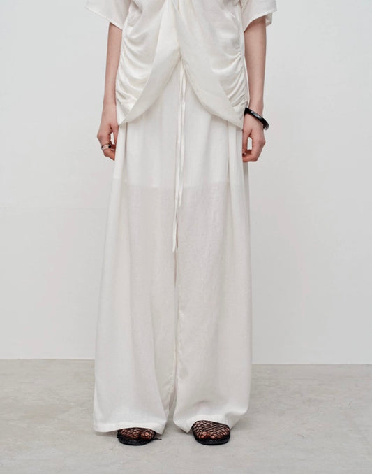 Tammy Serena Sheer-Lined Wide-Leg Pants