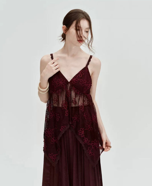 Susie Elodie Lace-Overlay Camisole