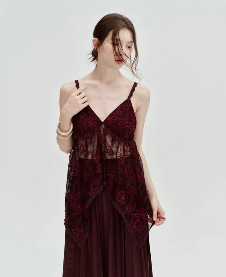 Susie Elodie Lace-Overlay Camisole