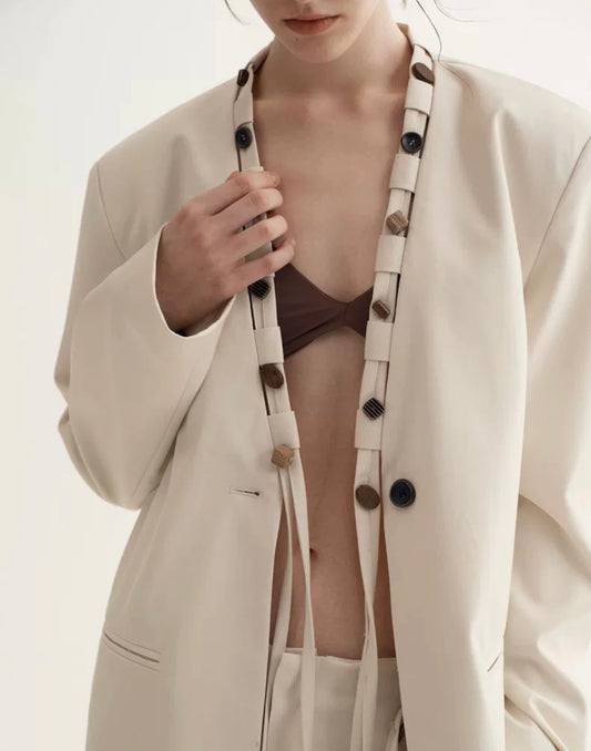 Ryder Isla Silk-Blend Collarless Blazer