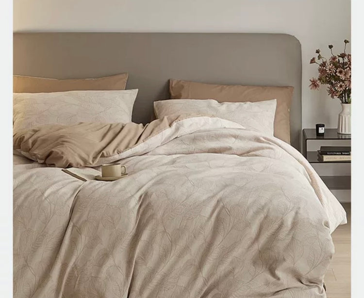 Lily Jacquard Leaf Weave 4-Piece Bedding Set