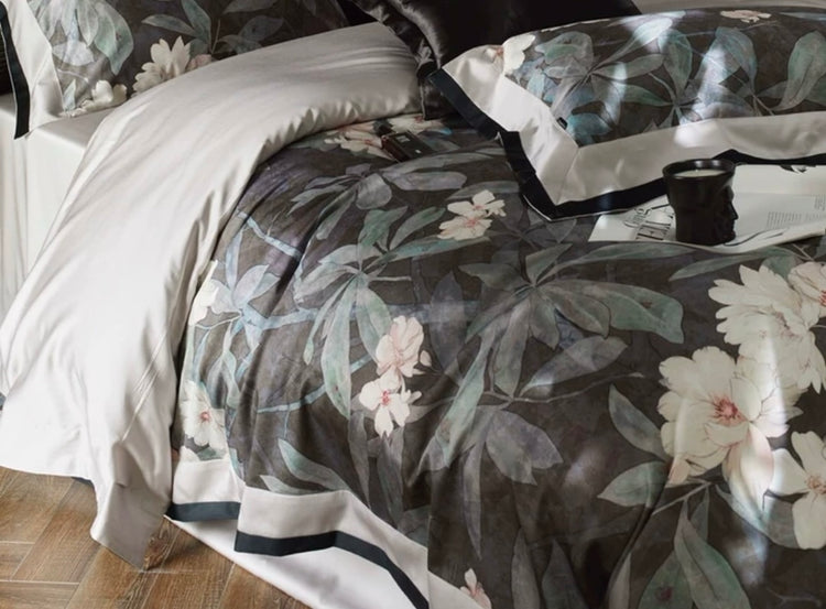 Abigail Botanical Oil-Paint Floral Cotton 4-Piece Bedding Set
