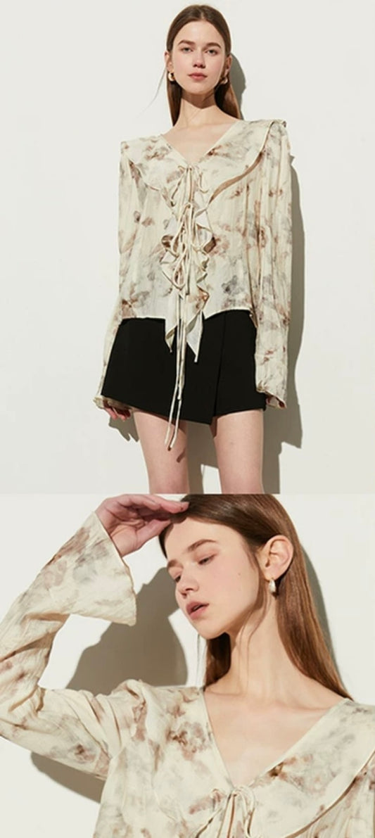 Patty Camille Embroidered Sheer Blouse