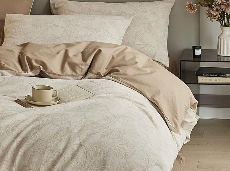 Lily Jacquard Leaf Weave 4-Piece Bedding Set