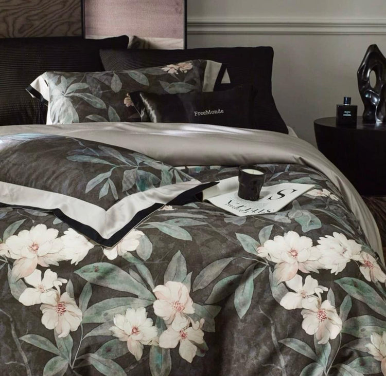Abigail Botanical Oil-Paint Floral Cotton 4-Piece Bedding Set